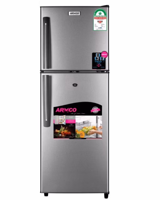 ARF-D188G(DS) - Refrigerator, 128L, 2door, COOL PACK, Interior Lamp, 2 Strengthened Wire Shelves, Crystal Vegetable Crisper, Toughened Freezer shelves, Egg Tray, External handle, External Condenser, Lock and Key, Dark Silver.