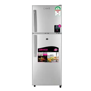 ARF-D188G(SL) - Refrigerator, 128L, 2door, COOL PACK, Interior Lamp, 2 Strengthened Wire Shelves, Crystal Vegetable Crisper, Toughened Freezer shelves, Egg Tray, External handle, External Condenser, Lock and Key, Silver.