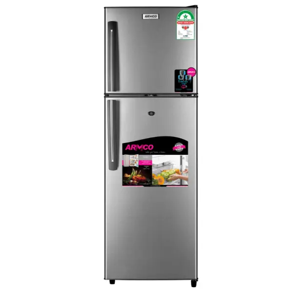 ARF-D338G(DS) - Refrigerator, 213L, 2door, COOL PACK, Interior Lamp, 2 Strengthened Wire Shelves, Crystal Vegetable Crisper, Egg Tray, Lock and Key, Dark Silver.