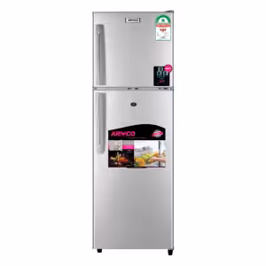 ARF-D338G(SL) - Refrigerator, 213L, 2door, COOLPACK, Interior Lamp, 2 Strengthened Wire Shelves, Crystal Vegetable Crisper, Egg Tray, Lock and Key, Silver.