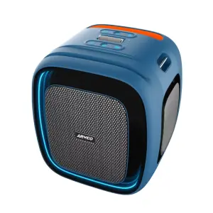 AHT-BBX100-Waterproof Wireless Speaker (5.25" Supreme BASS + 2 x 3" Tweeter ), IPX6 rated waterproofing , 15000mAh capacity, Wireless connectivity up to 5m, 8-10 Hour play time, BT, USB, TF Card, Aux, Microphone input, Free Wireless Mic and Karaoke function , TWS Pairing, 8 light modes, Double BASS radiator, Carry on Belt. 100W RMS.