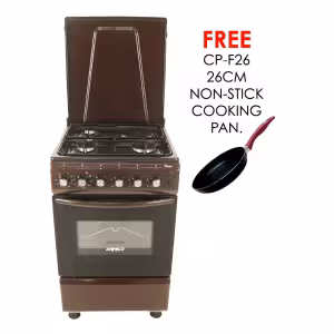 gc-f5531fx(br) - 3gas + 1 electric (rapid), static electric oven/grill 50x50, button ignition, thermostat, lamp, metal lid, rotisserie, mechanical timer, double glass oven door, 1 grid, 1 tray, adjustable feet, brown.