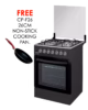 gc-f5831px(bk) - 3gas+1electric, 58x58 oven+grill, button iginition, thermostat, lamp, glass lid, mechanical timer, double glass oven door, 1 grid, 1 tray, 1 round tray, adjustable feet, black with ss top.