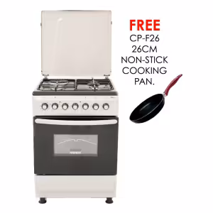 gc-f6631fx(sl) - 3gas+1electric (180mm large plate), 60x60 oven+grill,one touch auto ignition, thermostat, lamp, metal lid, rotisserie, mechanical timer, double glass oven door, grid, 1 tray, adjustable feet, silver.