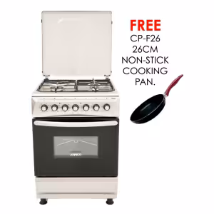 gc-f6631fx(ss) - 3gas+1electric (180mm large plate), 60x60 oven+grill,one touch auto ignition, thermostat, lamp, metal lid, rotisserie, mechanical timer, double glass oven door, grid, 1 tray, adjustable feet, 304ss high quality stainless steel body.