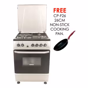 gc-f6631px(sl) - 3gas+1electric(180mm-2000w rapid plate), 60x60 oven+grill, button ignition, thermostat, lamp, metal lid, mechanical timer, double glass oven door, 1 grid, 1 tray, adjustable feet, silver.