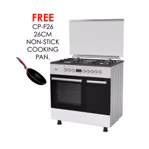 gc-f9642zbt2(sl) 4gas+2electric(1x145 + 1x180), 60x90 full function turbo convection oven, 1 rapid plate, 1 triple wok burner, cast iron pan supports, eu standard flame failure device, one touch auto ignition, digital timer, sabaf italian burners.