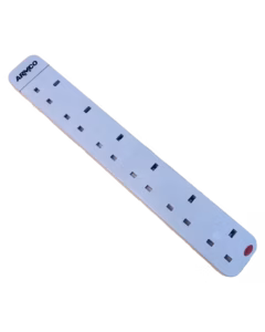 AEE-6EC1 6 Way Extension Socket with Surge Protection, 1.8M Cord, safety shutter, Grey Casing