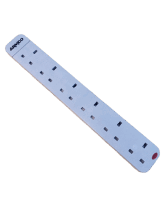 AEE-6EC1 6 Way Extension Socket with Surge Protection, 1.8M Cord, safety shutter, Grey Casing