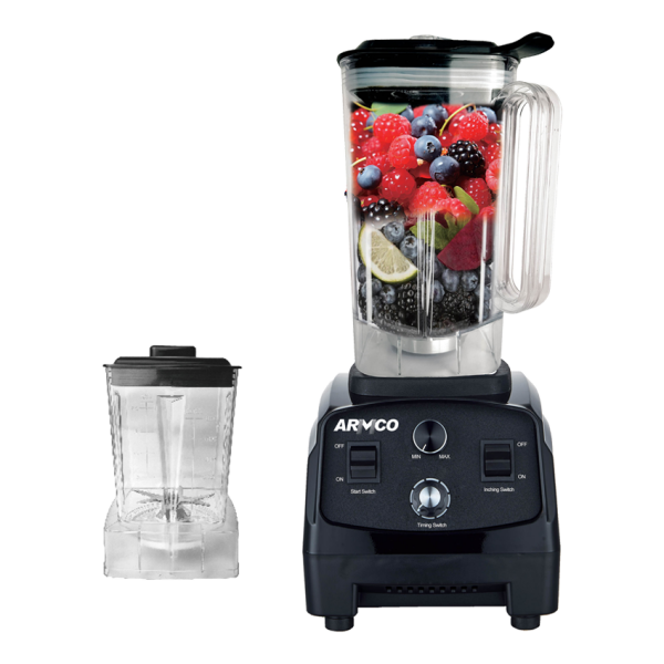 ABL-ZX1350T 2.5L, 2 in 1, COMMERCIAL Blender, 4 speed with Pulse, Unbreakable 2.5L PC Jar, and 600ml PC Mill, Safety Protection, Overheat protection, precision blending long life stainless steel blades , 15 minute timer, Powerful 2000w Copper Motor, Black