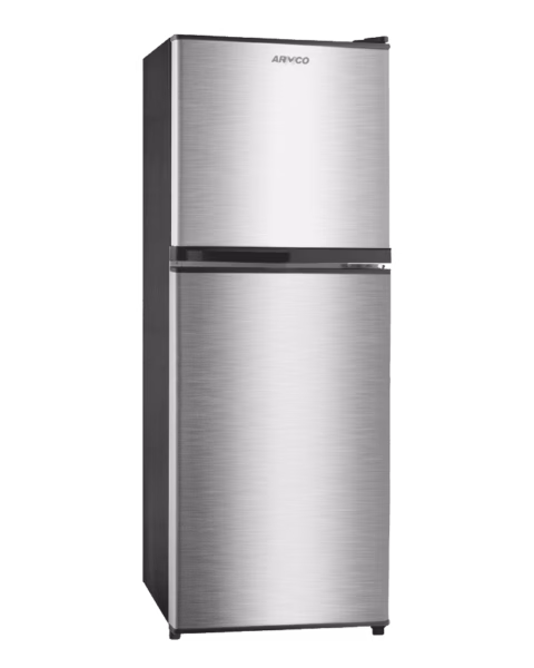 ARF-198K Armco Refrigerator, 137L, 2-Door, COOLPACK, Glass Shelves, Vegetable Crisper, Lock & Key, Interior Lamp, Dark Silver, 3-Star EPRA