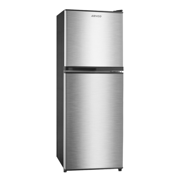 ARF-198K Armco Refrigerator, 137L, 2-Door, COOLPACK, Glass Shelves, Vegetable Crisper, Lock & Key, Interior Lamp, Dark Silver, 3-Star EPRA