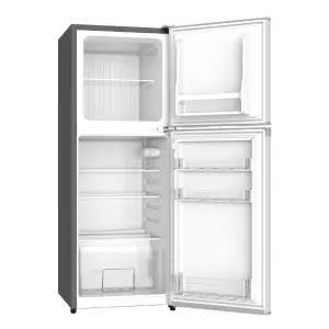 ARF-198K Armco Refrigerator, 137L, 2-Door, COOLPACK, Glass Shelves, Vegetable Crisper, Lock & Key, Interior Lamp, Dark Silver, 3-Star EPRA