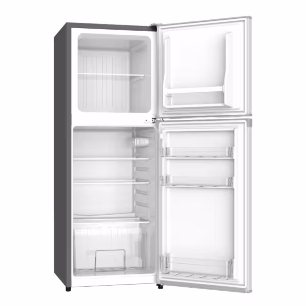 ARF-198K Armco Refrigerator, 137L, 2-Door, COOLPACK, Glass Shelves, Vegetable Crisper, Lock & Key, Interior Lamp, Dark Silver, 3-Star EPRA