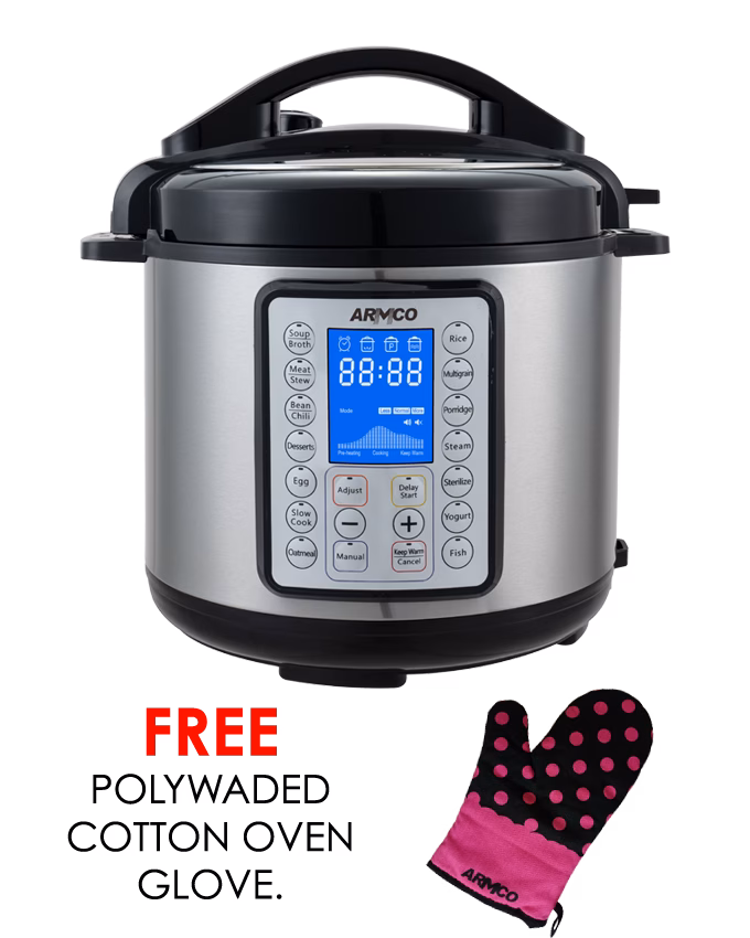 APC-EP1200UX – 12L Multi Function Electric Pressure Cooker, Aluminium Non-Stick Coated Pot (Soup, Meat, Chicken, Cake, Beans, Rice, Steam, Porridge, Multigrain, yogurt, Fish, Ribs), 3 types of Taste Choice, Soft Touch buttons, Electric LED.