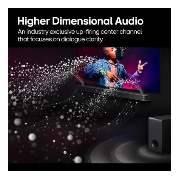 LG S70TY Soundbar - 400W 3.1.1ch Soundbar with Dolby Atmos, DTS:X, up-firing center speaker, AI Sound Pro, Hi-Res Audio, powerful subwoofer, HDMI eARC, Bluetooth. - Image 7