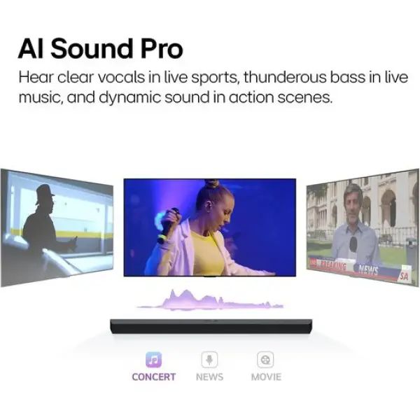 LG S70TY Soundbar - 400W 3.1.1ch Soundbar with Dolby Atmos, DTS:X, up-firing center speaker, AI Sound Pro, Hi-Res Audio, powerful subwoofer, HDMI eARC, Bluetooth. - Image 12