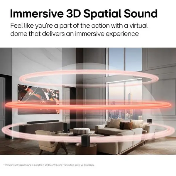 LG S70TY Soundbar - 400W 3.1.1ch Soundbar with Dolby Atmos, DTS:X, up-firing center speaker, AI Sound Pro, Hi-Res Audio, powerful subwoofer, HDMI eARC, Bluetooth. - Image 14