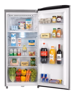 ARF-189K(DS) Armco Refrigerator (7.5Cu.ft.g) 150L, 1 door, Wire Shelves, Cool Pack, Ice Tray, Big Ice Box, Stylish Handle, Lock and Key, Vegetable Crisper, Integrative Fresh Room and Defrosting Tray, DARK SILVER.