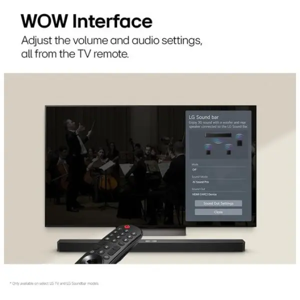 LG S40T Soundbar - 300W 2.1ch soundbar with Dolby Digital, DTS surround, wireless subwoofer, AI Sound Pro, HDMI ARC, Bluetooth, Optical, USB playback. - Image 6