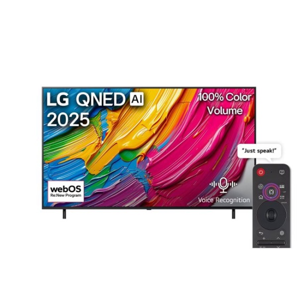 LG 55QNED80A6A - 55" 4K Smart TV with α7 AI Processor Gen8, Dynamic QNED Color, AI Sound Pro, webOS 25, Magic Remote, gaming features.