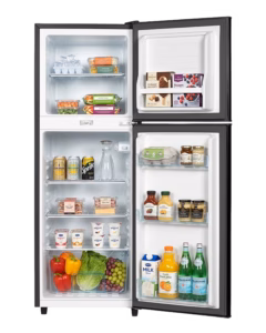 arf-d178g(ds) - refrigerator, 118l, 2door, cool pack, interior lamp, 2 strengthened wire shelves, crystal vegetable crisper, toughened freezer shelves, egg tray, lock and key, external handle, external condenser, dark silver.