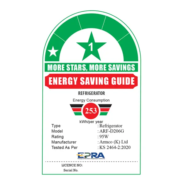 ARF-206G EPRA Energy Rating Sticker