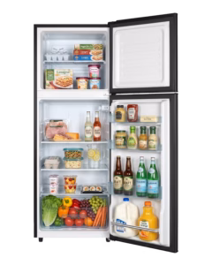 arf-d338g(ds) - refrigerator, 213l, 2door, cool pack, interior lamp, 2 strengthened wire shelves, crystal vegetable crisper, egg tray, lock and key, dark silver.
