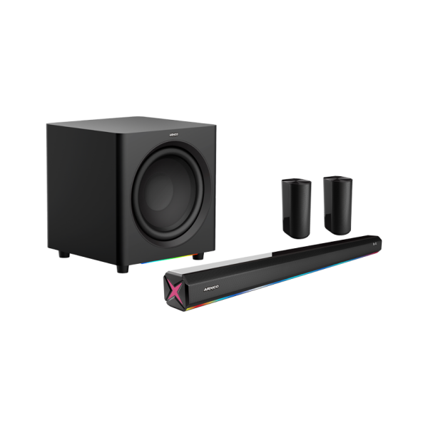 Armco AHT-SB12680WX – Premium Wireless 5.1 Channel Soundbar with RGB Lighting, Wireless Subwoofer & Rear Surround Speakers