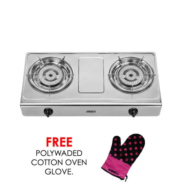 GC-8250P3 - 2 Burner Tabletop Gas Cooker, 130 x 130 Double Wok Configuration.