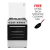 GC-F6631QX2(SS) - 3 Multi-gas Burners + 1Electric (180mm-2000W RAPID Plate), 60X60 Oven+Grill, One Touch Auto ignition, Thermostat, Lamp, TEMPERED GLASS Lid, Rotisserie, Mechanical Timer, 1 Extra Round tray, Matt enamel pan supports and caps, 304SS.