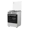 GC-F6631QX2(SS) - 3 Multi-gas Burners + 1Electric (180mm-2000W RAPID Plate), 60X60 Oven+Grill, One Touch Auto ignition, Thermostat, Lamp, TEMPERED GLASS Lid, Rotisserie, Mechanical Timer, 1 Extra Round tray, Matt enamel pan supports and caps, 304SS.