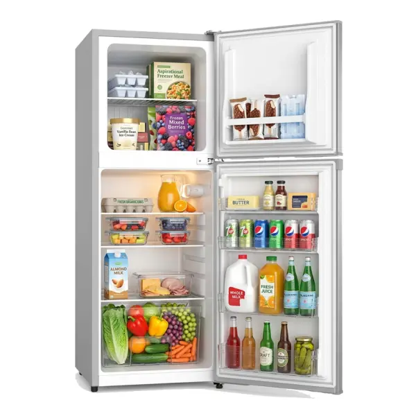 ARF-198K Armco Refrigerator, 137L, 2-Door, COOLPACK, Glass Shelves, Vegetable Crisper, Lock & Key, Interior Lamp, Dark Silver, 3-Star EPRA