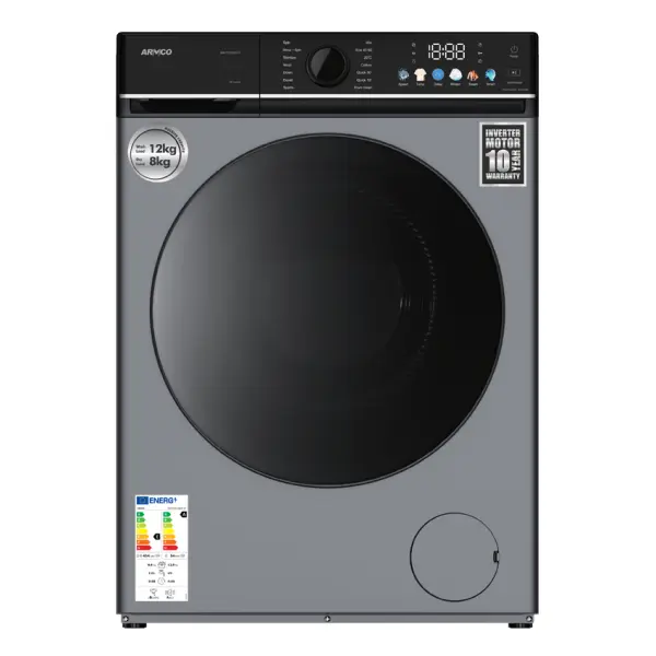 AWM-FLD1280JP-ST – 12KG Washer + 8KG Dryer Front Load Washing Machine, 10 YEAR WARRANTY Direct Drive Inverter, Steam Assist, 1400 RPM